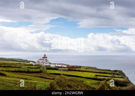 Beautiful view over Lighthouse Farol da Ponta da Ferraria in Sao Miguel Island Azores Portugal Stock Photo