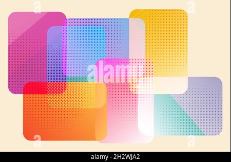 Vector Abstract Half-Tone colourful shapes on shaded Backgrounds Stock Vector
