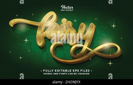 magical fairy with golden glittering texture text effect editable vector image Stock Vector