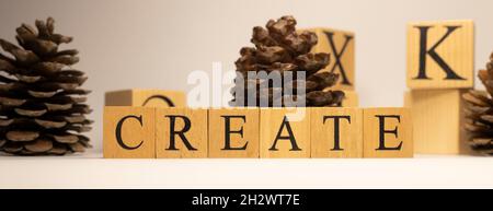 create word background on wooden blocks. close up Stock Photo