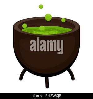 Cauldron with potion in flat style  Stock Vector