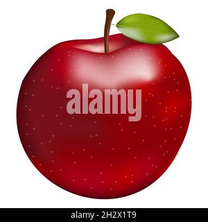 Realistic ripe red apple isolated on white background Stock Vector