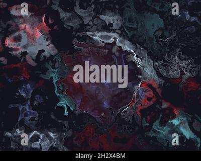 Modern dark abstract acid fractal painting background. Oil or rust ...