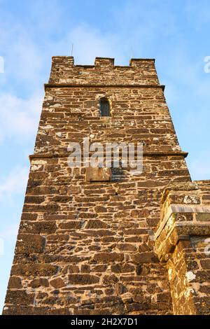 The church tower of St Michael de Rupe on the summit of Brent Tor in Dartmoor Devon UK Stock Photo