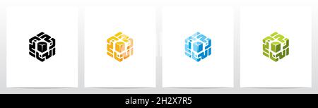 Abstract Digital Cube Logo Design Stock Vector