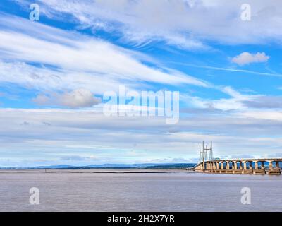 The Prince of Wales Bridge or Second Severn Crossing carries road traffic on the M4 motorway between Wales and the West Country near Bristol in the UK Stock Photo