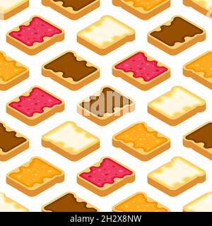 Toast with jam pattern seamless. Food background Stock Vector