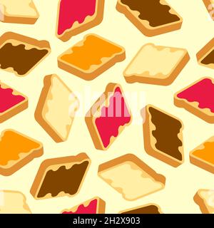 Toast with jam pattern seamless. Food background Stock Vector