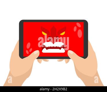 Angry smartphone. grumpy phone. Red with wrathful gadget Stock Vector ...