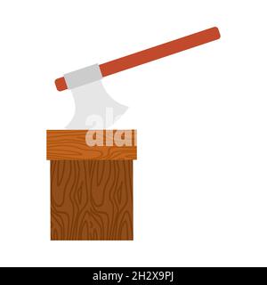 head stump and axe isolated. vector illustration Stock Vector