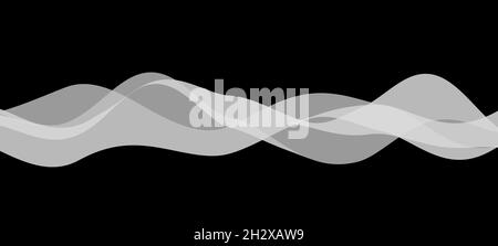 Abstract wallpaper with white waveform or sound waves on black background Stock Photo