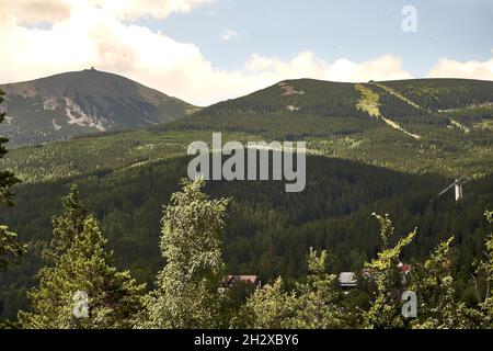 View from Karpatka Hill at Karkonosze mountain Stock Photo