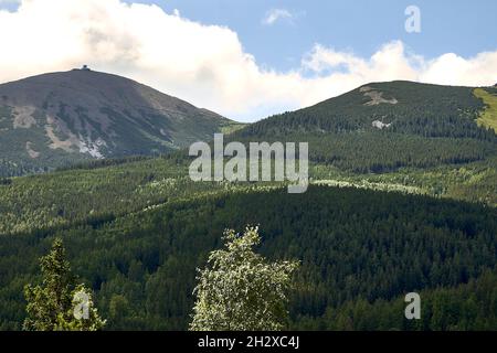 View from Karpatka Hill at Karkonosze mountain Stock Photo