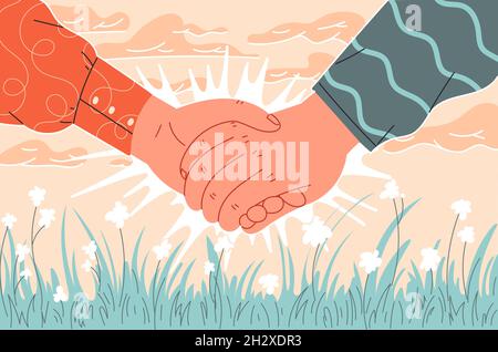 Close up of couple holding hands and walking Stock Vector
