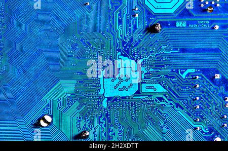 electronic printed circuit board of the motherboard from computers close-up Stock Photo