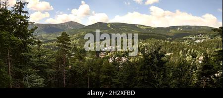 View from Karpatka Hill at Karkonosze mountain Stock Photo