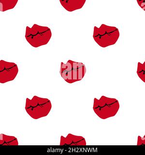 Seamless pattern with silhouette of a red lips. Stock Vector