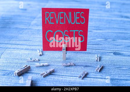 Writing displaying text Revenues Costs. Word for Total amount of money in Manufacturing and Delivery a product Piece Of Blank Square Note Surrounded Stock Photo