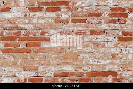 Background of old red grunge brick wall texture. high quality details Stock Photo
