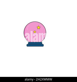Magical crystal ball isolated on white background, vector illustration. Stock Vector