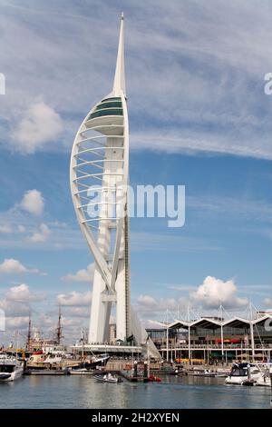 Spinnaker Tower and Portsmouth harbour on a hot summer day
