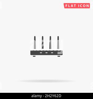 Router flat vector icon. Hand drawn style design illustrations. Stock Vector