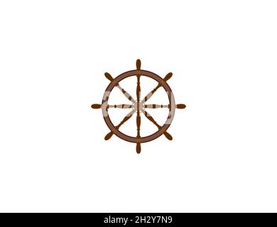Ship steering wheel. Vector illustration. Flat design. Stock Vector