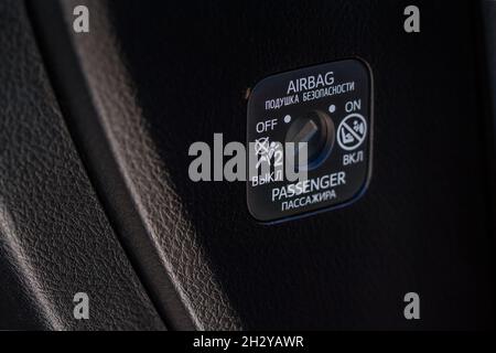 Premium Photo  Front passenger airbag on and off switch close up