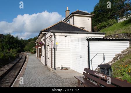 Keith, Scotland - Aug 31st 2021 - Keith Town railway station. Historic attraction serving the Keith and Dufftown Railway. Stock Photo