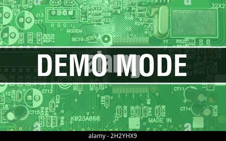 PC Demo concept with Computer motherboard. PC Demo text written on ...