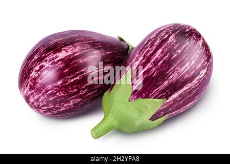 striped eggplant graffiti isolated on white background with clipping path and full depth of field. Stock Photo