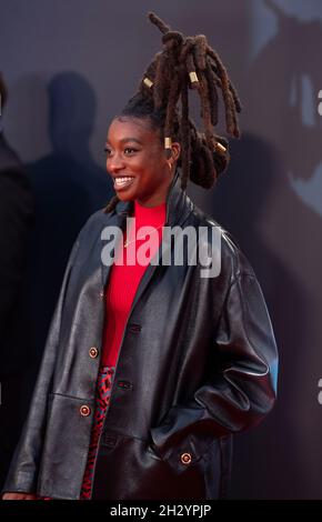 Little Simz attends the UK Premiere of 'King Richard' during the 65th BFI (British Film Institute) London Film Festival at The Royal Festival Hall. Stock Photo