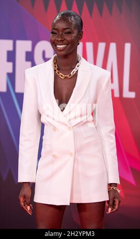 Priscilla Anyabu attends the UK Premiere of 'King Richard' during the 65th BFI (British Film Institute) London Film Festival at The Royal Festival Hall. Stock Photo