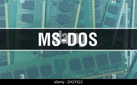 MS-DOS with Technology Motherboard Digital. MS-DOS and Computer Circuit Board Electronic Computer Hardware Technology Motherboard Digital Chip concept Stock Photo