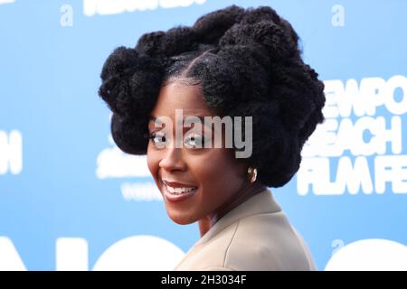 Newport Beach, United States. 24th Oct, 2021. NEWPORT BEACH, ORANGE COUNTY, CALIFORNIA, USA - OCTOBER 24: Actress Moses Ingram arrives at the 22nd Annual Newport Beach Film Festival - Festival Honors And Variety's 10 Actors To Watch held at The Balboa Bay Club And Resort on October 24, 2021 in Newport Beach, Orange County, California, United States. (Photo by Xavier Collin/Image Press Agency/Sipa USA) Credit: Sipa USA/Alamy Live News Stock Photo