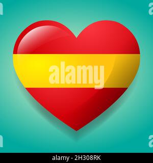 heart with Spain flag vector symbol illustration Stock Vector