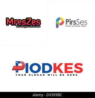 Wordmark colorful text lettering typeface logo design Stock Vector