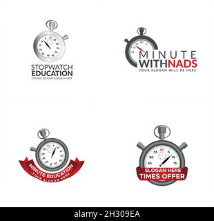 Modern object time education stopwatch logo design Stock Vector