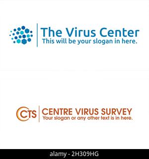 Modern science technology hexagon virus center logo design  Stock Vector