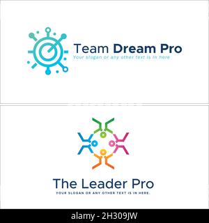 Modern Technology digital network colorful people logo design Stock Vector