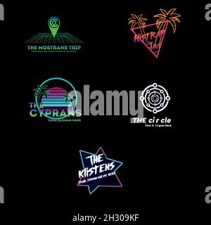Modern personal blog trip travel entertainment bright colorful logo design Stock Vector