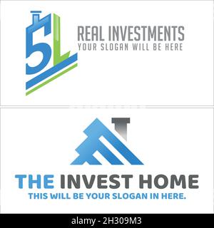 Modern agent realtor business investment home roof chart logo design Stock Vector