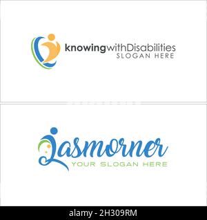 Modern healthy medical disability people logo design Stock Vector