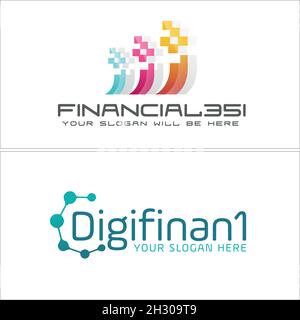 Modern technology digital financial pixel chart logo design Stock Vector