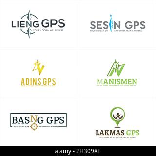 Modern business industrial application compass place people logo design  Stock Vector