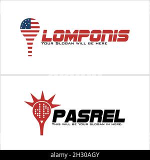 Modern bulb lamp smart style flag USA vector illustration logo design Stock Vector