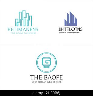 Modern construction mortgage building initials text logo design Stock Vector