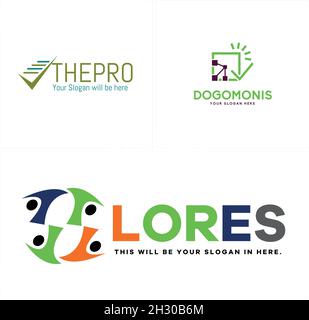 Modern technology business company colorful people logo design Stock Vector