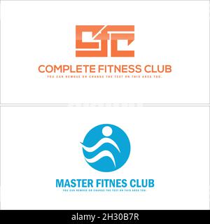 Modern initial letter fitness club people logo design Stock Vector