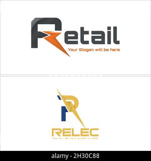 Modern business retail lightning bright initial R logo design Stock Vector
